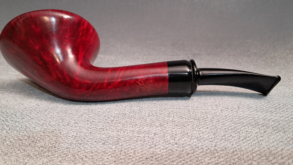 Hand-built smooth red Danish school mushroom pipe