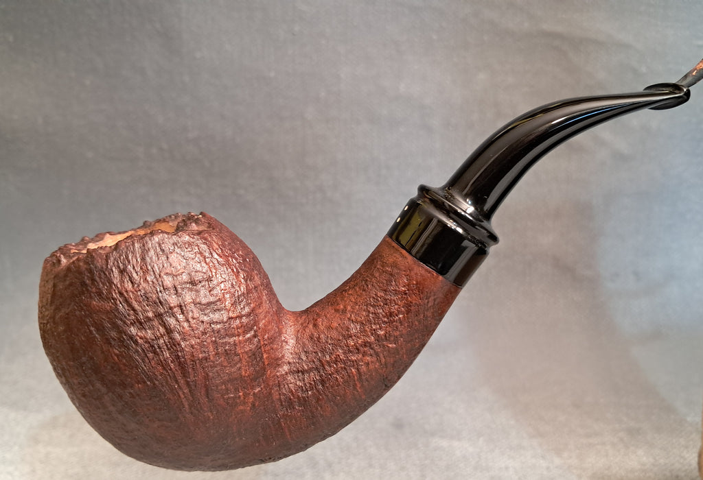 Egg pipe sandblasted bark top handmade