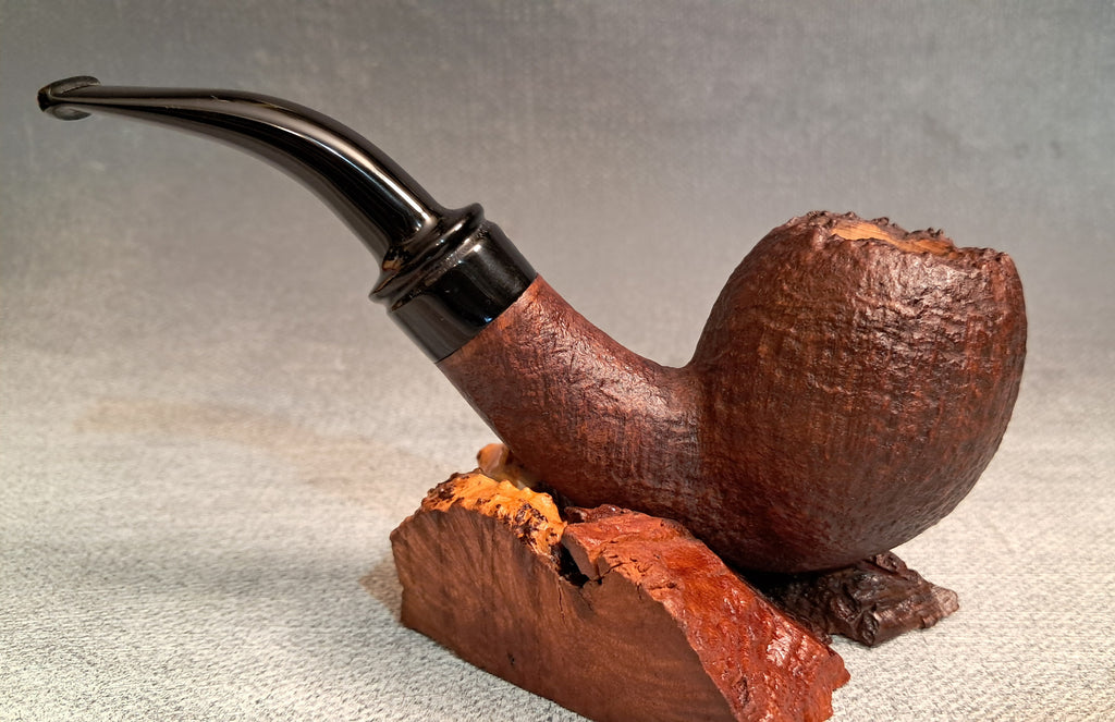 Egg pipe sandblasted bark top handmade