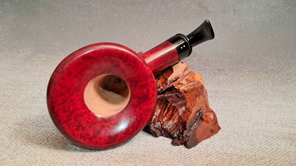 Hand-built smooth red Danish school mushroom pipe