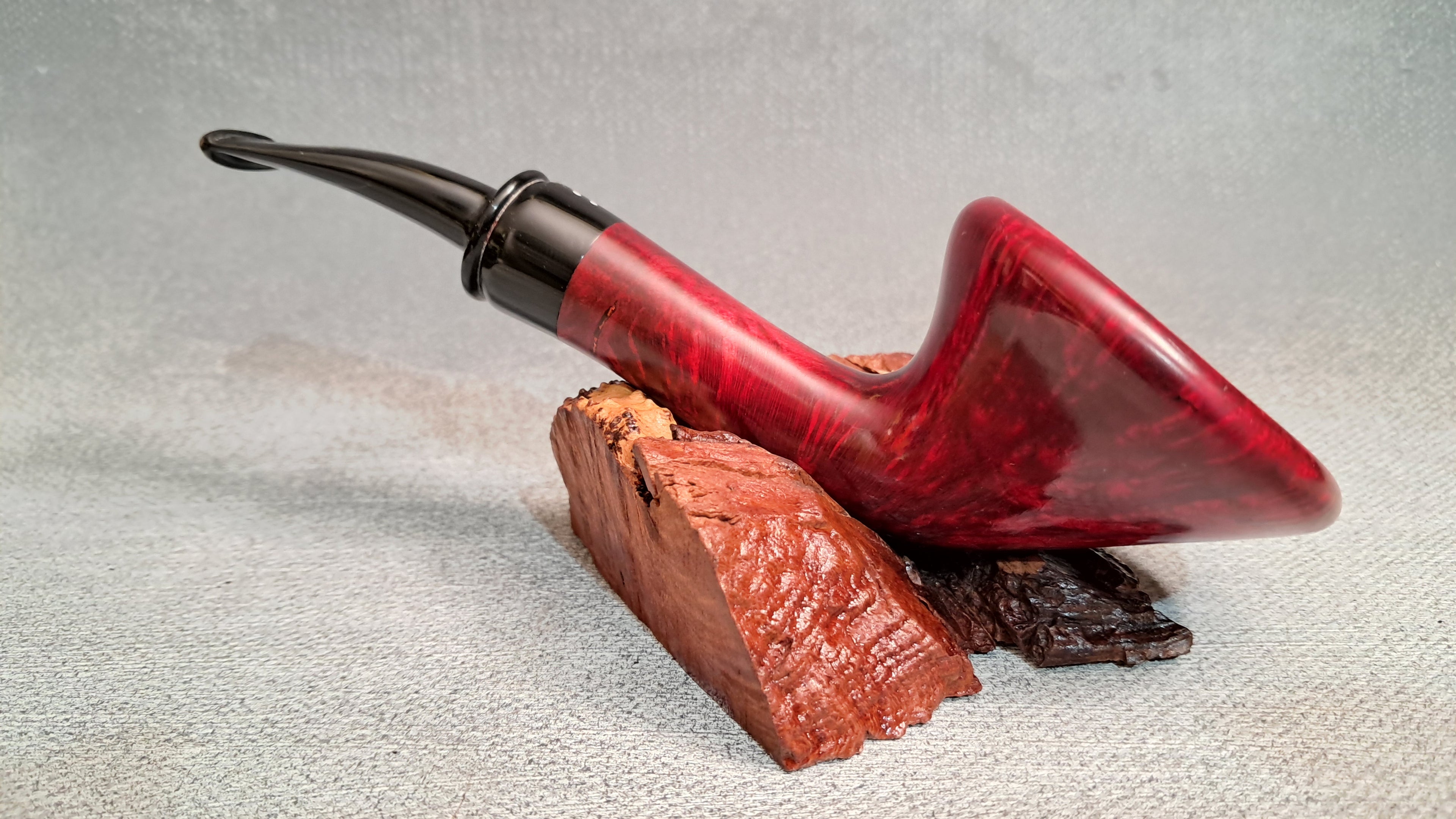 Hand-built smooth red Danish school mushroom pipe