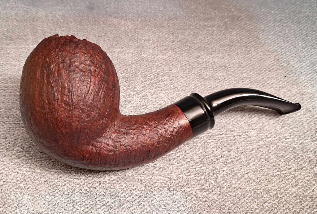 Egg pipe sandblasted bark top handmade
