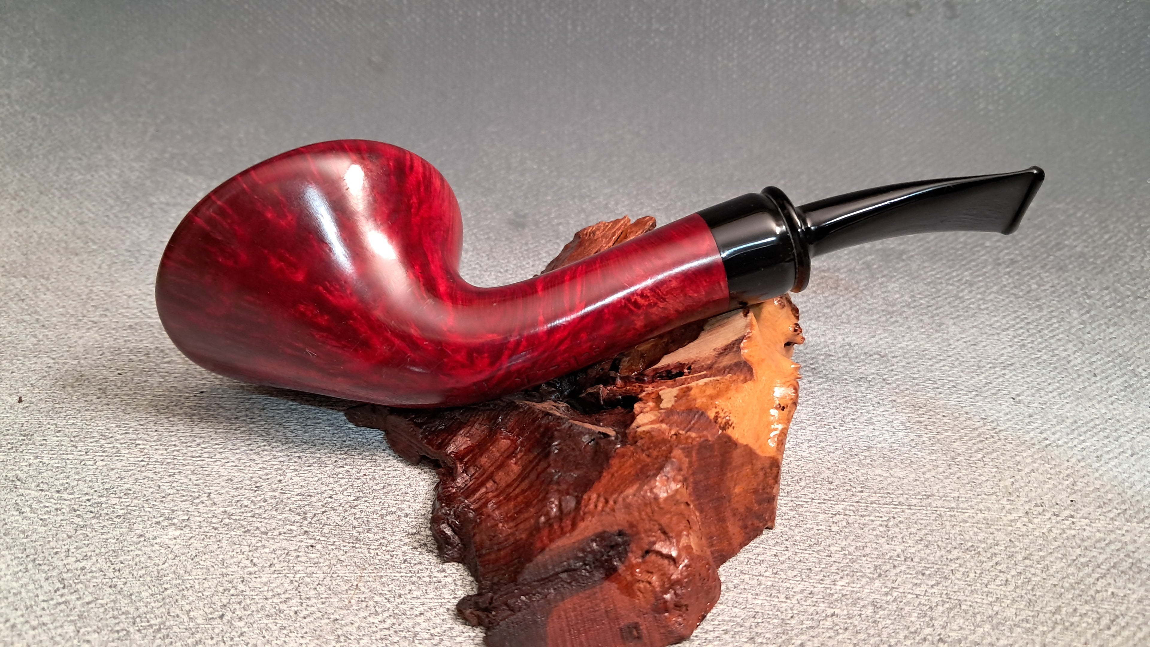 Hand-built smooth red Danish school mushroom pipe